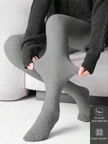 Quần tất ấm áp, quần tất dài màu xám, quần tất giữ nhiệt cho công việc và nơi làm việc, kèm quần tất dày - Xám - Xem 2