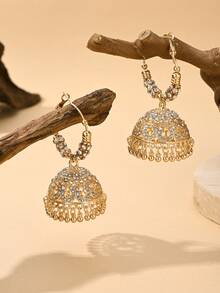 优雅迷人的垂坠耳环，镶满立方氧化锆的圆环耳环，波西米亚风流苏铃铛耳环，适合女性日常佩戴、婚礼、派对等场合，也是一份珍贵的珠宝礼物。