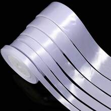 25 Meter/Rolle weiße Satinbänder, glänzender Stoff, geeignet für DIY Hochzeitseinladungen, Brautbouquets, Geschenkverpackung, Partydekorationen, Nähhandwerke, Brautstraußzubehör, Hochzeitsdekoration, Schleifen binden, Dekorieren von Hochzeits- und Geburtstagstorten - Weiss - Übersicht 5