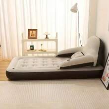 Colchón de aire inflable con cabecera y almohadas, sofá cama inflable, adecuado para uso en interiores y exteriores. - Albaricoque - Ver 5