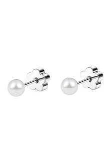 4 Pairs Flat Back Pearl Stud Earrings For Women Girls Stainless Steel Small Pearl Cartilage Earrings Hypoallergenic Pearl Screw Back Earrings For Sensitive Skin Helix Piercing Jewelry