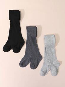 3 pares de leggings de unicolor para niñas, aptos para uso diario - Multicolor - Ver 11