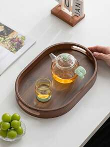 1个椭圆形胡桃木托盘，带把手，可用于盛放食物、零食、饮料、寿司、牛排、披萨、甜点、蛋糕、面包、早餐、咖啡、茶、熟食等。 - 紫紅色 - 查看 9