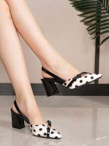 Bowknot Pointed Toe Chunky Heel High Heels, New Elegant French Style Ankle Strap Sandals With Bowknot - Apricot - View 9