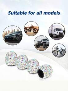 4pcs/2pcs Shiny Car Tire Valve Stem Caps, Diamond Sparkling Anti-Dust Car Wheel Tire Valve Stem Caps, Crystal Decor, Universal Shiny Wheel Valve Stem Exterior Accessories For Car, SUV, Bicycle, Motorcycle - Style a - View 7