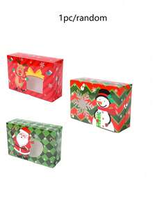 6pcs Assorted Christmas Cookie Gift Boxes – Santa/Reindeer/Snowman Designs, Festive Paper Packaging, Window Design | For Christmas/New Year Gift-Giving, Home/Party Decor & Holiday Candy Packaging - Multicolor - View 11