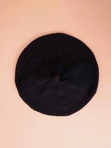 Hatastic Boina feminina vintage estilo britânico, gorro de lã tricotado estilo pintor literário, gorro de inverno versátil e quentinho, presente casual streetwear para festivais de música. - Preto - Ver 3