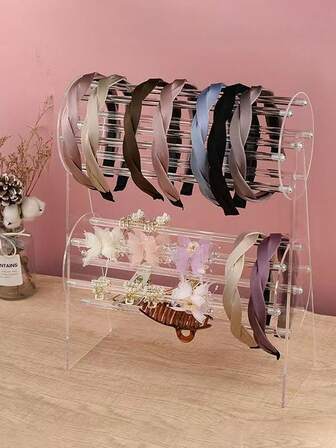Double-Layer Hair Accessory Clamps. Hair Clips. Storage Rack. 360° Rotating Claw-Holding Accessory Support And Display Stand - Transparent Acrylic Hair Bands. Clamps. Hair Claw. Storage Rack - Hair Bands And Hair Accessories Storage Rack For Ladies And Girls, Crystal Hair Accessory Storage Stand