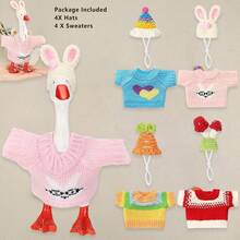 Desk Goose Outfits Cute Multiple Colors Sweaters Scarves Knit Hats For 7 Inch Mini Goose Statue, Home Office Decoration - 4pcs - View 5