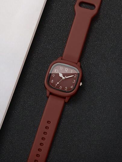 Silicone Watches, Square Dial Quartz Wrist Classic Combination Set (Watch Box Not Included) view 10