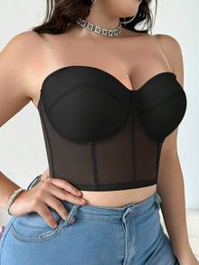 Black Lace Plus Size Underwear For Women With Detachable Shoulder Straps, Comfortable And Anti-Slip Bra - Black - View 7