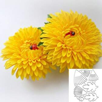 1件金属切割模具模板剪贴簿切割模具，适用于纸卡制作、剪贴簿DIY卡片、相册工艺装饰、DIY菊花花瓣组合