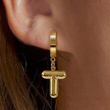 2 Pieces /Set Of Stylish And Exquisite Mini Stainless Steel Balloon Bubble A-Z, 26-Letter Pendant Earrings, Simple And Creative Niche Design, Casual Style Earrings, Suitable For Ladies To Wear Casually In Daily Life, Festival Party Gifts! - Yellow Gold - View 22