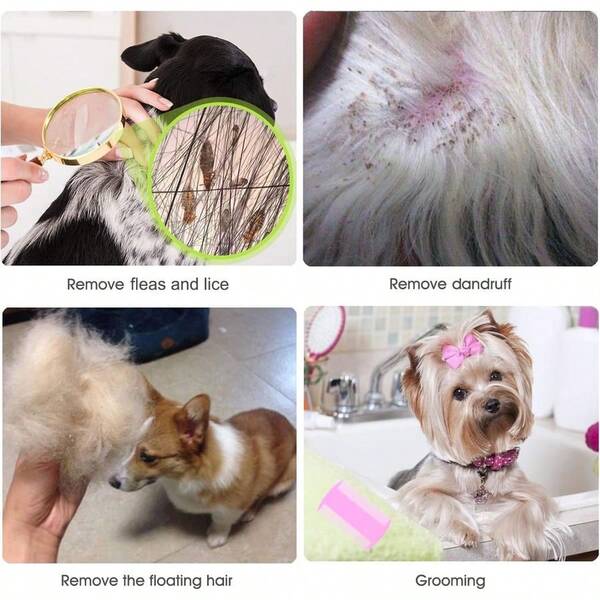 Comb Lice Comb Cat Comb Dog Comb Pet Grooming Combs Tear Stain Remover Comb Remove Mucus Crust 2-In-1 Metal Round Smo...