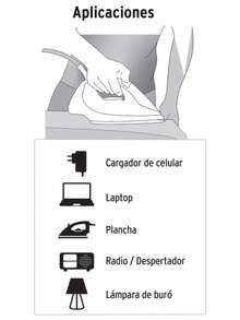 Tipo de producto: Extensión eléctrica para uso en el hogar. Voltaje nominal: 127 V~. Tipo de clavija: Tipo B (polarizada con puesta a tierra). Receptáculos: 3 salidas polarizadas para conectar diversos dispositivos eléctricos. Tapa de protección: Protege las conexiones, evitando el contacto accidental. Material del cable: Recubierta de PVC autoextinguible, resistente al calor y diseñada para evitar la propagación del fuego. Clavija plana: Ideal para espacios reducidos, permitiendo una instalación práctica y discreta detrás de muebles o electrodomésticos. Uso recomendado: Línea doméstica, perfecta para conectar aparatos eléctricos de uso diario como lámparas, televisores, cargadores y equipos pequeños. - Tipo de Enchufe A USA (110-127V) - Ver 4