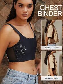 1pc Women Elastic Compression Sports Bra, Minimizing Bust, Seamless Shaping Vest Camisole