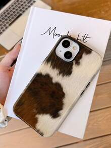 Cow Pattern 1pc Glossy Fluffy Cow Print 2-In-1 Soft Protective Phone Case, Compatible With Samsung/ 11/12/13/14/15/16/17 Pro Max