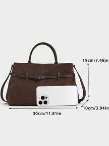 Sac à main vintage de couleur café pour femme, sac à main de navette haut de gamme avec boucle, petit sac de navette à la mode, convient pour les déplacements, la vie quotidienne, en PU - Café - Voir 11
