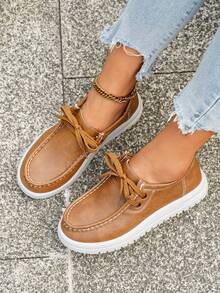 Zapatos planos de mujer de estilo casual, cómodos y de suela blanda, elegantes para uso diario en todas las estaciones - Marrón - Ver 3