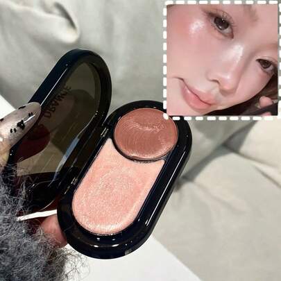 HERORANGE 双色多用途膏状腮红高光 - 哑光和珠光质地，打造自然裸妆