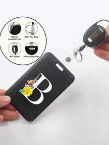 Black Id Card Holder With Black Extendable Scroll Clip, Anti-Theft Card Cover, Black Thumb Slot Hard Plastic Card Protector, Expandable Id Card Holder, Medical Insurance Protector, Waterproof Medical/Card/Social Security Card Protector, Bus Card Holder - Multicolor - View 5