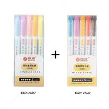 5-25色/盒 粉彩双头荧光笔套装，荧光笔，美术马克笔，可爱卡哇伊文具，适合记笔记 - 彩色 - 查看 23