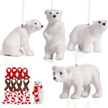 Polar Bear Christmas Decorations, Polar Bear Plush With Scarves In 3 Colors, Christmas Tree Ornaments Rustic Home Decor Gift For K Ids Girls Boys Woman-4 Pcs--Christmas Decor, Holiday Decor, Christmas Ornament, Christmas Tree Ornaments, Christmas Supplies, Christmas Gifts - 4 - 查看 10