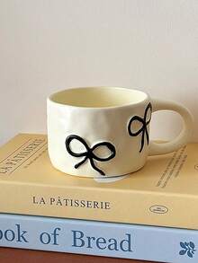 1 pieza Taza cerámica 3D adorable con diseño de lazo - Taza de café/té con diseño de lazo colorido y adorable, perfecta para decoración del hogar Kawaii y regalos