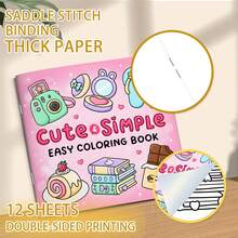 GDTME Cute Minimalist Daily Items (Camera, Mirror, Slippers, Desserts, And Books) Sweet Scene Coloring Book, Comfortable Space Coloring Book, Ideal For Valentine's Day, Mother's Day, Father's Day, Teacher's Day, Easter, Halloween, Christmas Parties And Birthdays, Great For Friends Who Enjoy Coloring And Back To School (Comes With Elegant Coaster Pad) - Pink - View 10