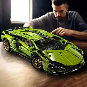 1pc Extra Large Building Block Race Car Toy, Building Block Race Car Decoration Toy, Building Block Toy, Gift For Men, Gift For Boys, DIY Craft Toy, Christmas Gift, Exquisite Gift