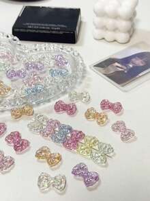 20x16毫米亚克力UV涂层心形翅膀蝴蝶结珠子，手工DIY手机挂饰，发饰 - 彩色 - 查看 11