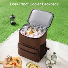 Cooler Backpack Insulated Leak-Proof Backpack Stylish Portable Cooler Bag Beach Picnic Camping Hiking Outdoor Cooling Backpack With 4 Pockets For Men Women, Brown - 棕色 - 查看 6