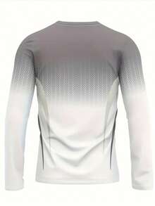 Camiseta deportiva casual de hombre con estampado 3D de manga larga - Diseño en negro y blanco, de poliéster transpirable, cuello redondo - Lavable a máquina - Gris - Ver 3