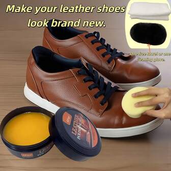 138克皮革护理霜，皮革蜂蜡抛光剂，皮革鞋油，皮革护理剂。适用于皮革靴子、皮革沙发、家具、手提包、汽车等。适合冬季使用（内置海绵）。