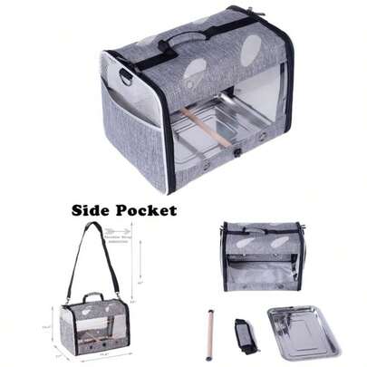 Bird Travel With Stand Perch, Breathable Bird Cage Parrot Hiking, Airline Approved