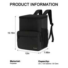 Cooler Backpack Insulated Leak-Proof Backpack Stylish Portable Cooler Bag Beach Picnic Camping Hiking Outdoor Cooling Backpack With 4 Pockets For Men Women, Black - 黑色 - 查看 3