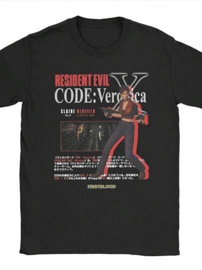 Fashion-Women T-Shirts Residents Evils Code Veronica X Creative  Cotton Tees Short Sleeve T Shirt Crewneck Clothing Summer Loose Tops