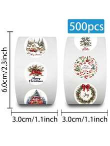 500pcs Merry Christmas Stickers For Laptops Scrapbook Stationery Diary Gift Box Envelope Sealing Label Decals Christmas Decoration Gifts Toy - Multicolor - View 6