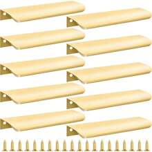 Gold Cabinet Handles, Edge Drawer Pulls, Hidden Modern Aluminum Alloy Wardrobe Door & Kitchen Cabinet Knobs Hardware, Brushed Gold