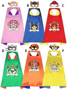 1pc Paw Patrol Ryder, Rubble, Chase, Skye Cartoon Cloak And Mask, Suitable For Christmas, Birthday, Festival Party Cosplay Costume Cape Prop Group Outfit - Multicolor - View 3