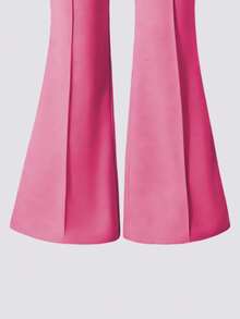 Tween Girls' Heart Print Crew Neck Sweatshirt And Flare Pants Casual Outfit - Hot Pink - View 5