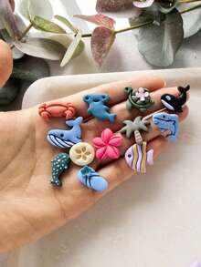 Ocean Animal Clay Cutters Kit, Summer Sea Animal Clay Cutters For DIY Earring Jewelry Pendant Making, Marine Animals Charm Clay Cutter Jewelry Making Set, Polymer Clay Cutting Tools - Ocean Animal Clay Cutters Kit - View 3