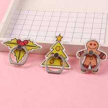 Creative Cartoon Santa Claus, Snowflake, Gingerbread Man, Snowman, Reindeer, Christmas Tree Ring-Shaped Phone Holder - Adhesive And Rotatable Stand - Exquisite Everyday Desktop Support Stand - Suitable As A Practical And Ingenious Small Gift For Christmas, Halloween, Valentine's Day, Thanksgiving, And Other Holidays. Compatible With IPhone, Android Phone, Gift For Birthday, Family, Friends Gifts Birthday Push-Pull Phone Grip - Multicolor - View 7