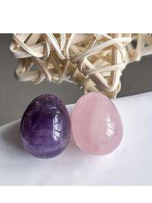 Rose Quartz & Amethyst Egg | Love & Wisdom Crystal | Desk Meditation Decor - Amethyst + Rose Quartz - View 4