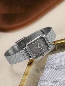 1块休闲创意简约长方形表盘石英表，理想的生日礼物 - 彩色 - 查看 6