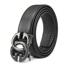 Leather Jeans Men Belt - Business Casual, Durable, Adjustable, Comfortable, High-Quality Buckle, Perfect For Formal And Informal Occasions - New Fashion Accessory Belt - 銀色 - 查看 3