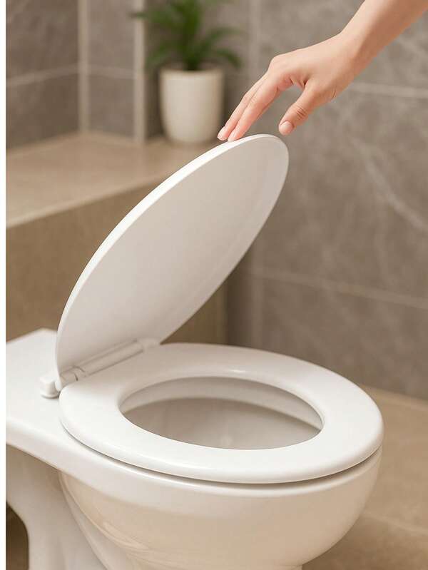 KmtStyle weiße ovale Toilettendeckel, 35*41cm universelle Toilette-Abdeckung mit stabilen Scharnieren und glatter Oberfläche