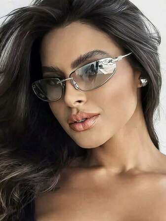 2025 New Oval Fashionable Fashion Glasses, Y2K Chic High-End Metallic