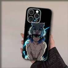 Funda de teléfono con diseño del personaje Hashibira Inosuke de anime, compatible con modelos 17, 16, 15, 14, 13, 12, 11, Pro, Max, Plus, Air, X, XS, XR, SE, 8, 7, Mini, de color negro suave - Z2 - Ver 5