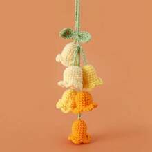 Colgante de flor de lirio del valle tejido, gancho de hilo, carillón de viento de lirio del valle, cadena de flores, decoración colgante para coche - Amarillo - Ver 3